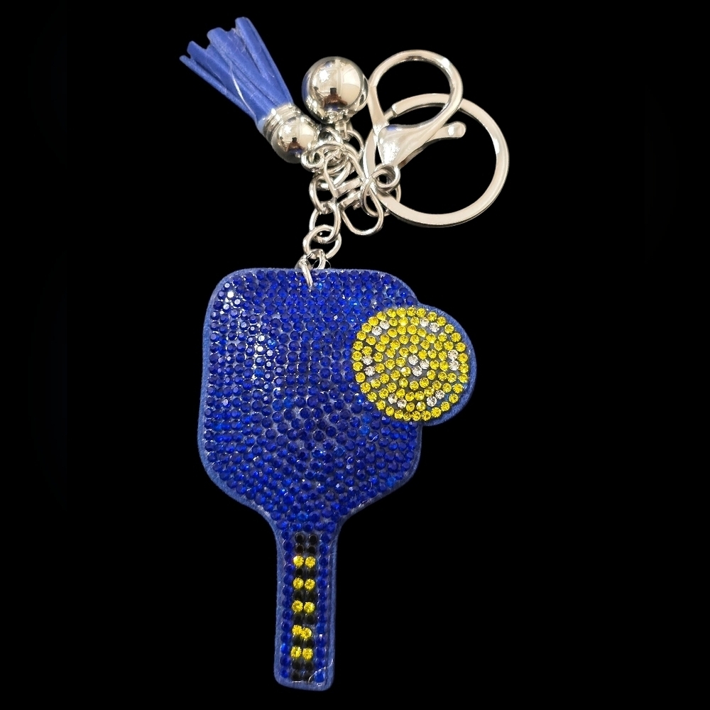 Blue and Yellow Pickeball Bag Charm Keychain Accessory